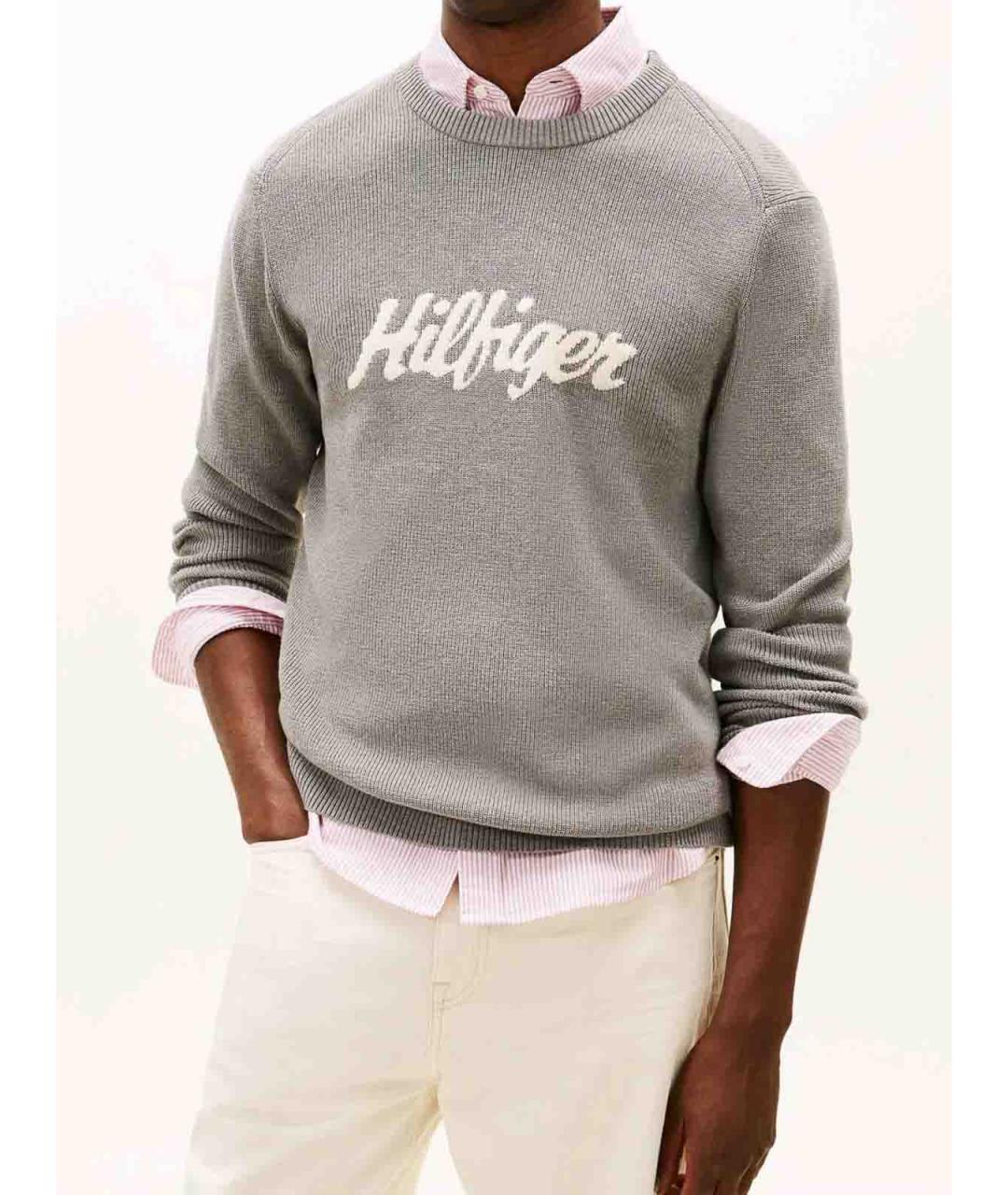 TOMMY HILFIGER Серый хлопковый джемпер / свитер, фото 2