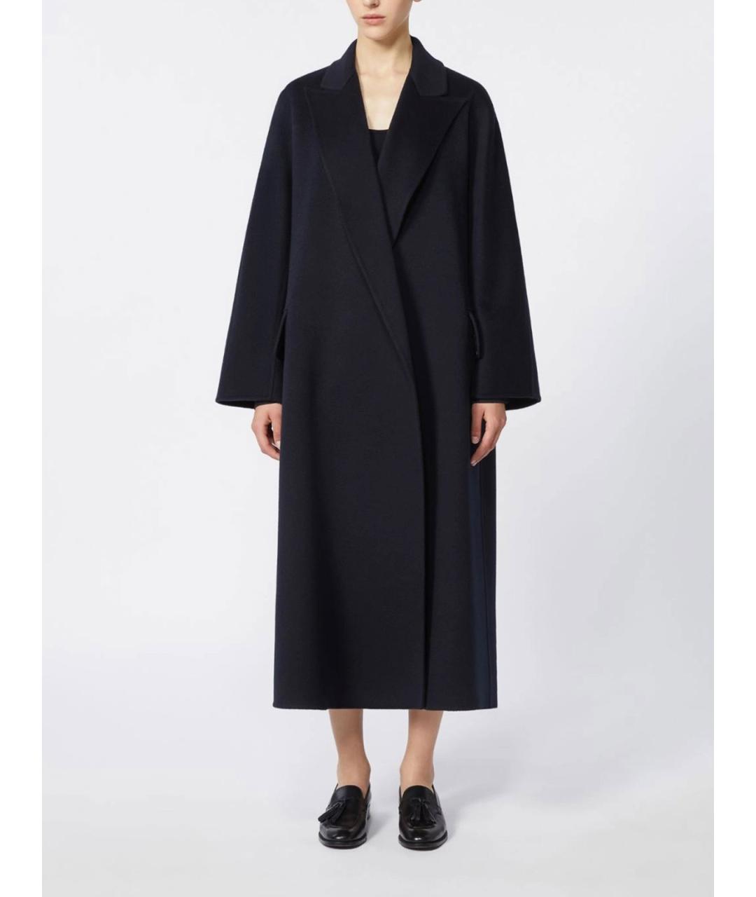 MAX MARA Темно-синее шерстяное пальто, фото 2