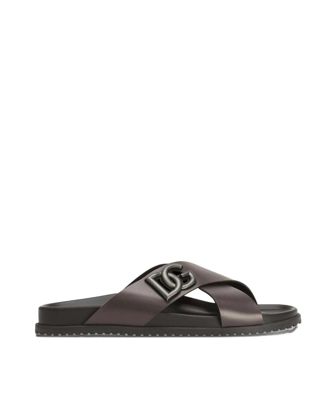 DOLCE&GABBANA Коричневые кожаные сандалии, фото 1