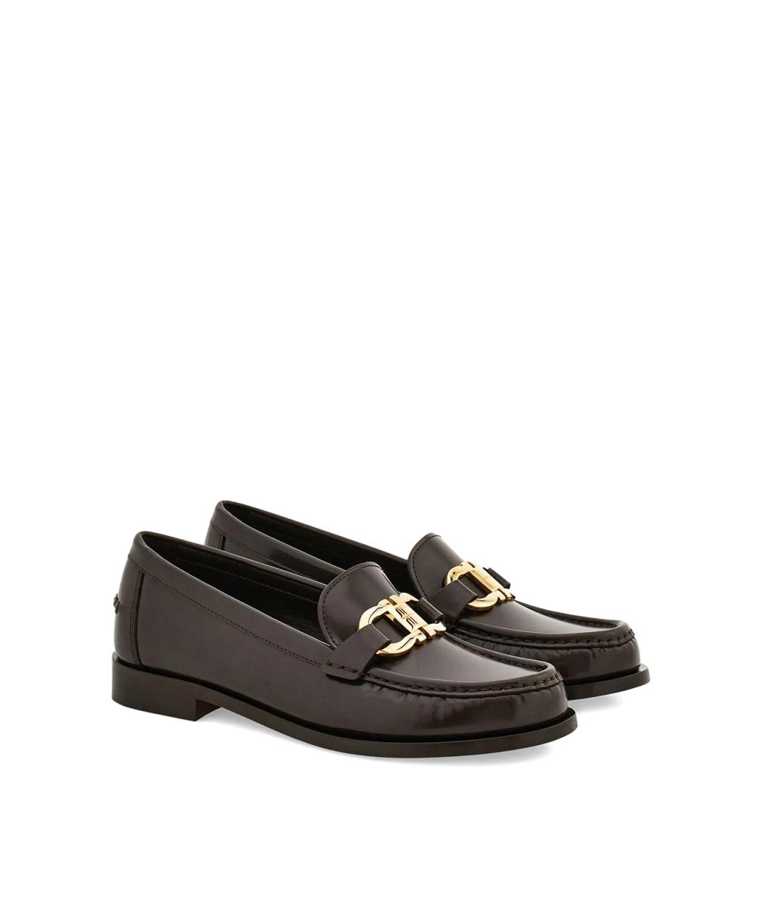 FERRAGAMO Коричневые кожаные лоферы, фото 2