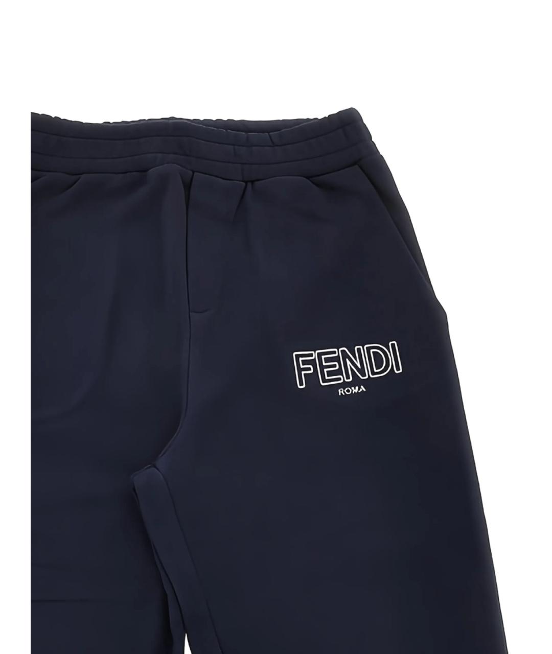 FENDI Темно-синие хлопковые брюки и шорты, фото 2