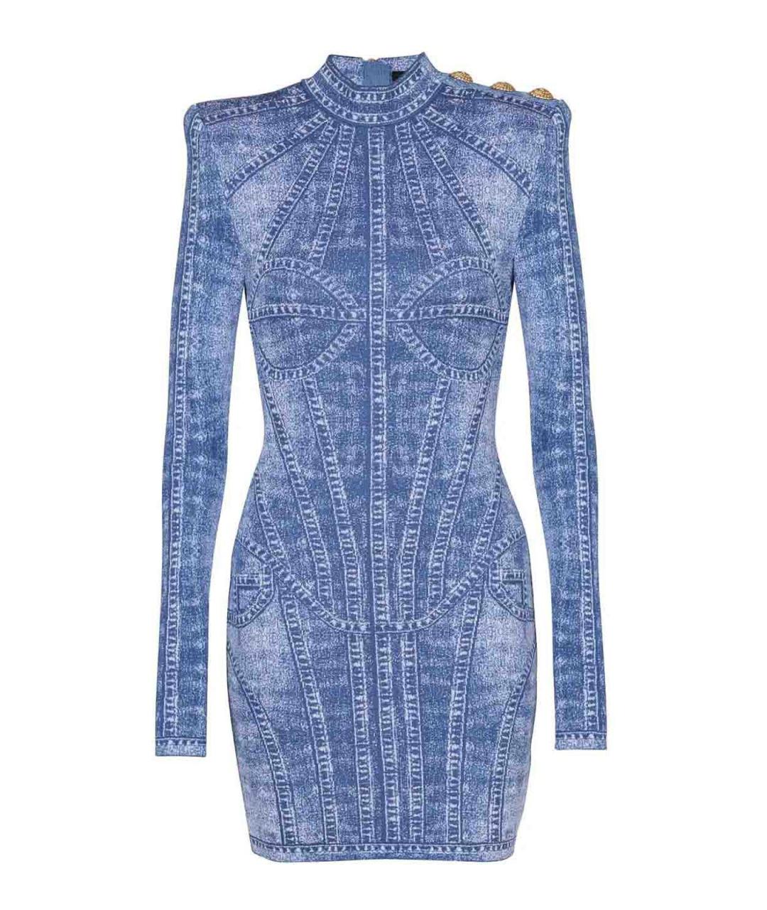 BALMAIN Синее полиэстеровое повседневное платье, фото 1