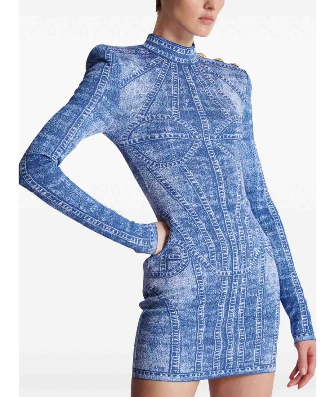 BALMAIN Синее полиэстеровое повседневное платье, фото 6
