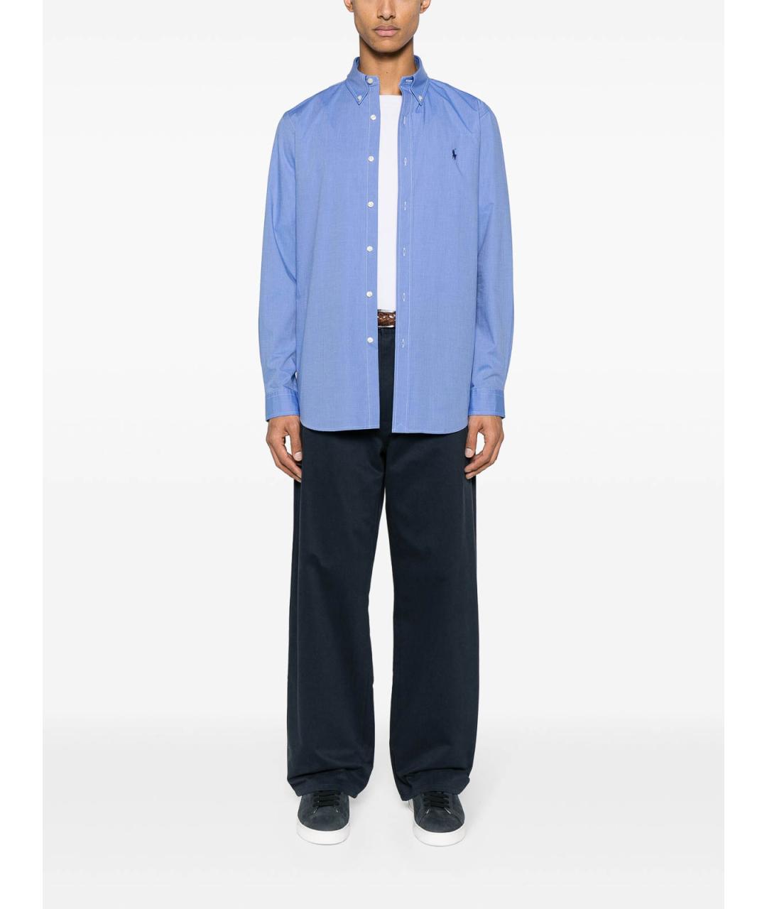 POLO RALPH LAUREN Синяя хлопковая классическая рубашка, фото 2