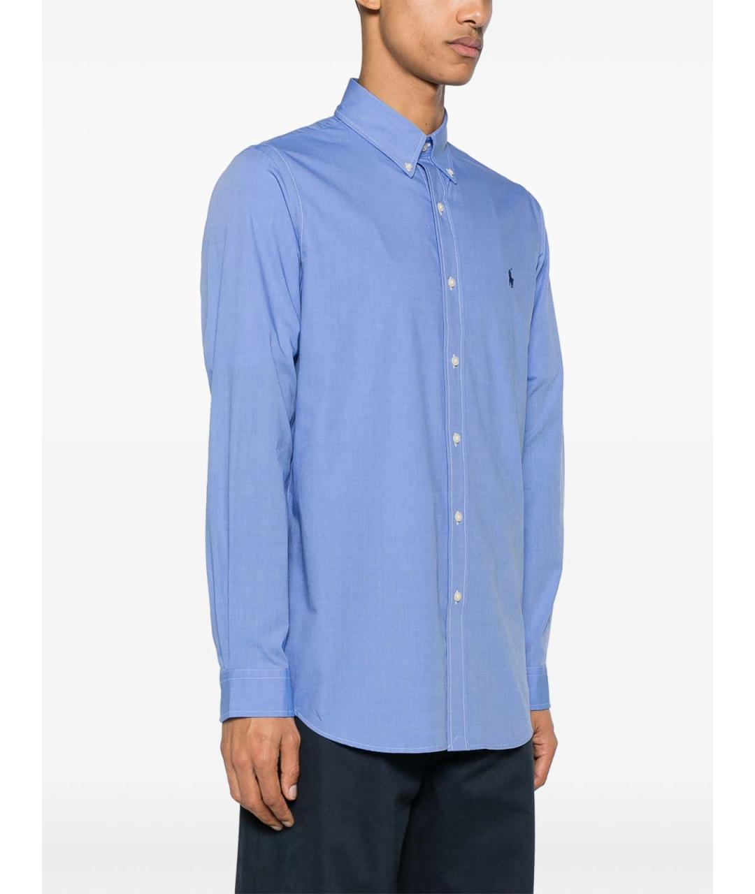 POLO RALPH LAUREN Синяя хлопковая классическая рубашка, фото 3