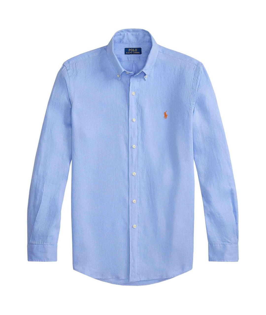 POLO RALPH LAUREN Синяя льняная классическая рубашка, фото 1