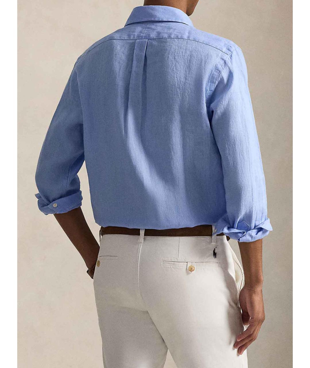 POLO RALPH LAUREN Синяя льняная классическая рубашка, фото 3