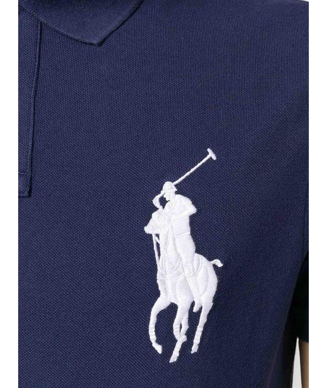 POLO RALPH LAUREN Синее хлопковое поло с коротким рукавом, фото 5