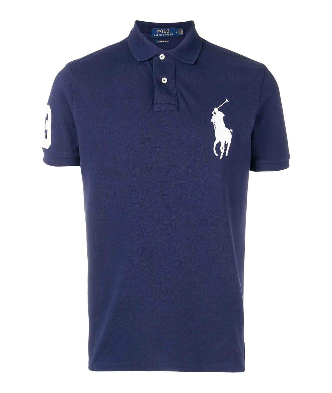 POLO RALPH LAUREN Синее хлопковое поло с коротким рукавом, фото 1