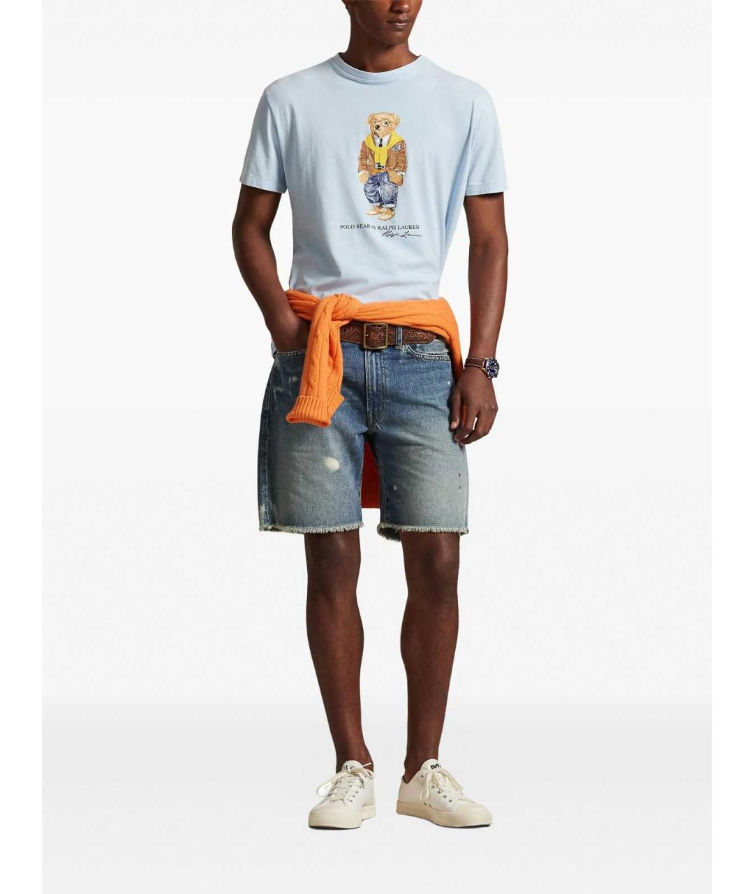POLO RALPH LAUREN Голубая хлопковая футболка, фото 2