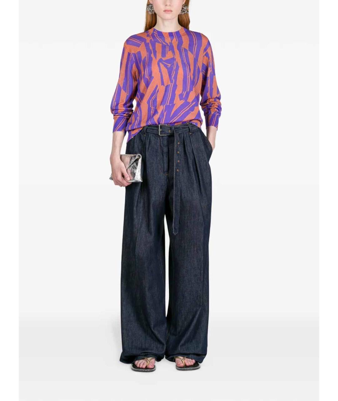 DRIES VAN NOTEN Синие хлопковые прямые джинсы, фото 2
