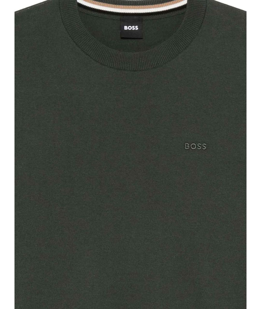 HUGO BOSS Зеленый хлопковый джемпер / свитер, фото 3