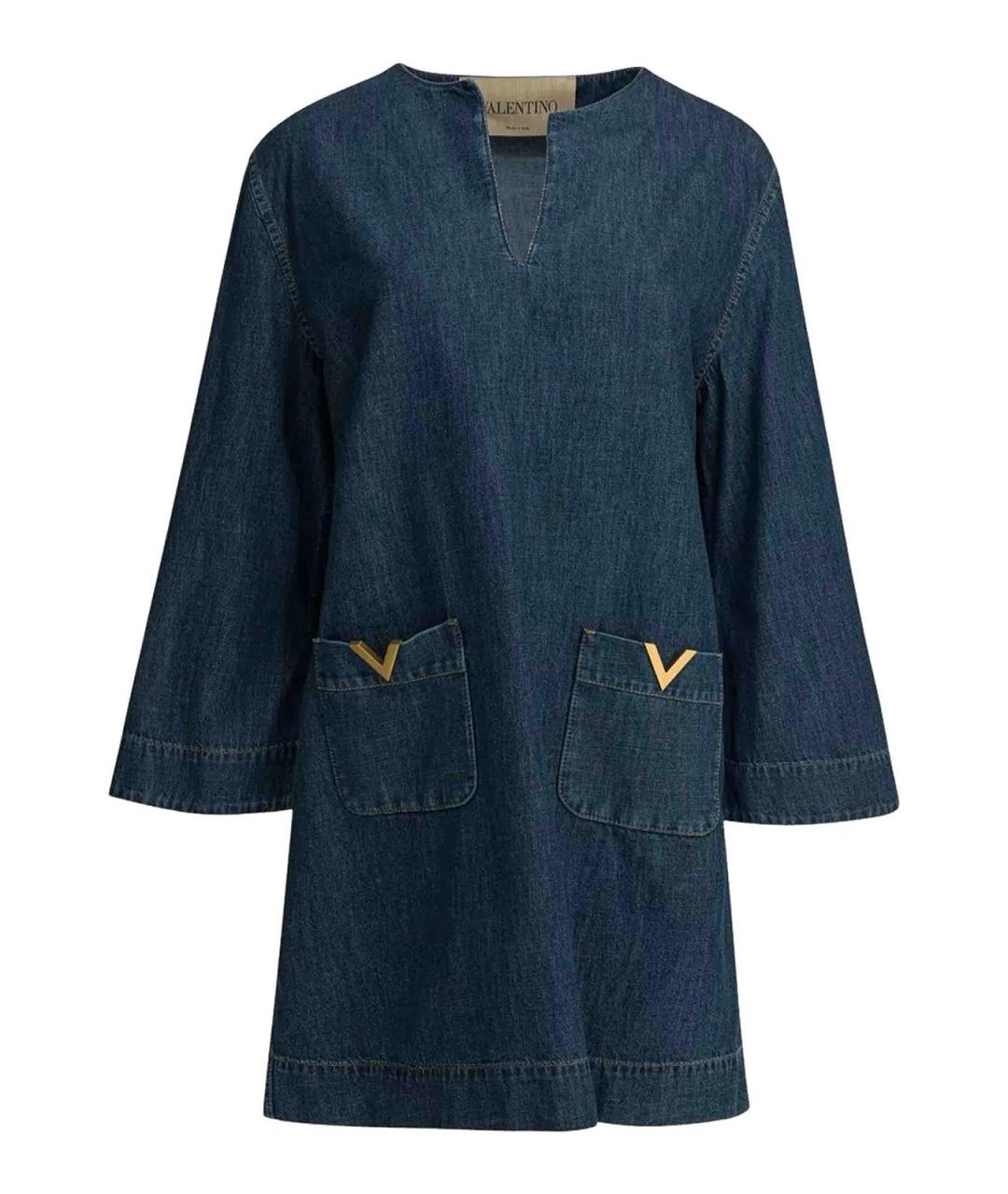 VALENTINO Синее хлопковое повседневное платье, фото 1