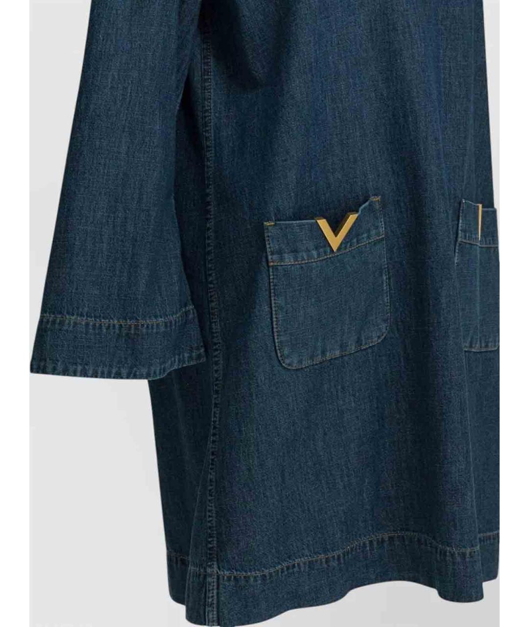 VALENTINO Синее хлопковое повседневное платье, фото 3