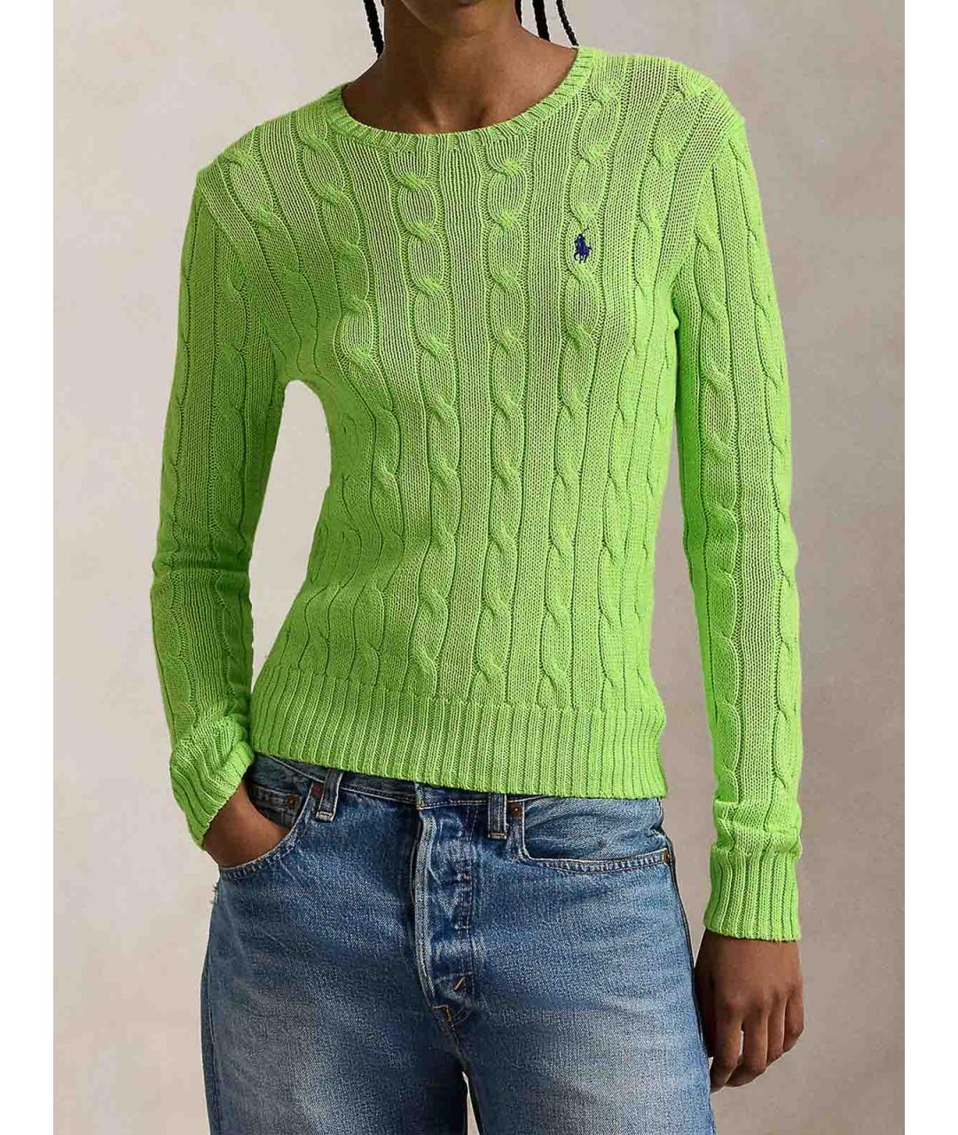 POLO RALPH LAUREN Зеленый хлопковый джемпер / свитер, фото 2