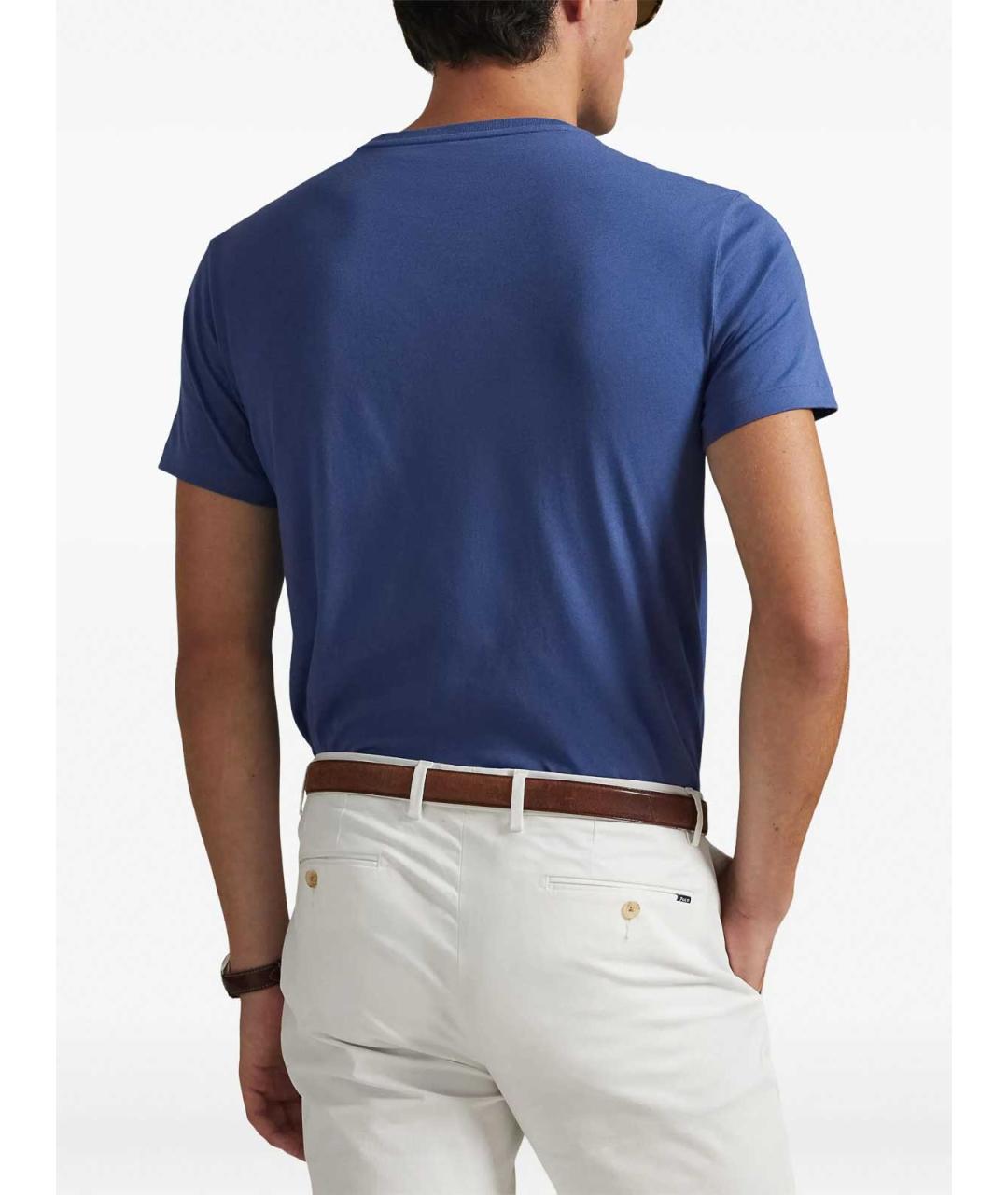 POLO RALPH LAUREN Синяя хлопковая футболка, фото 4