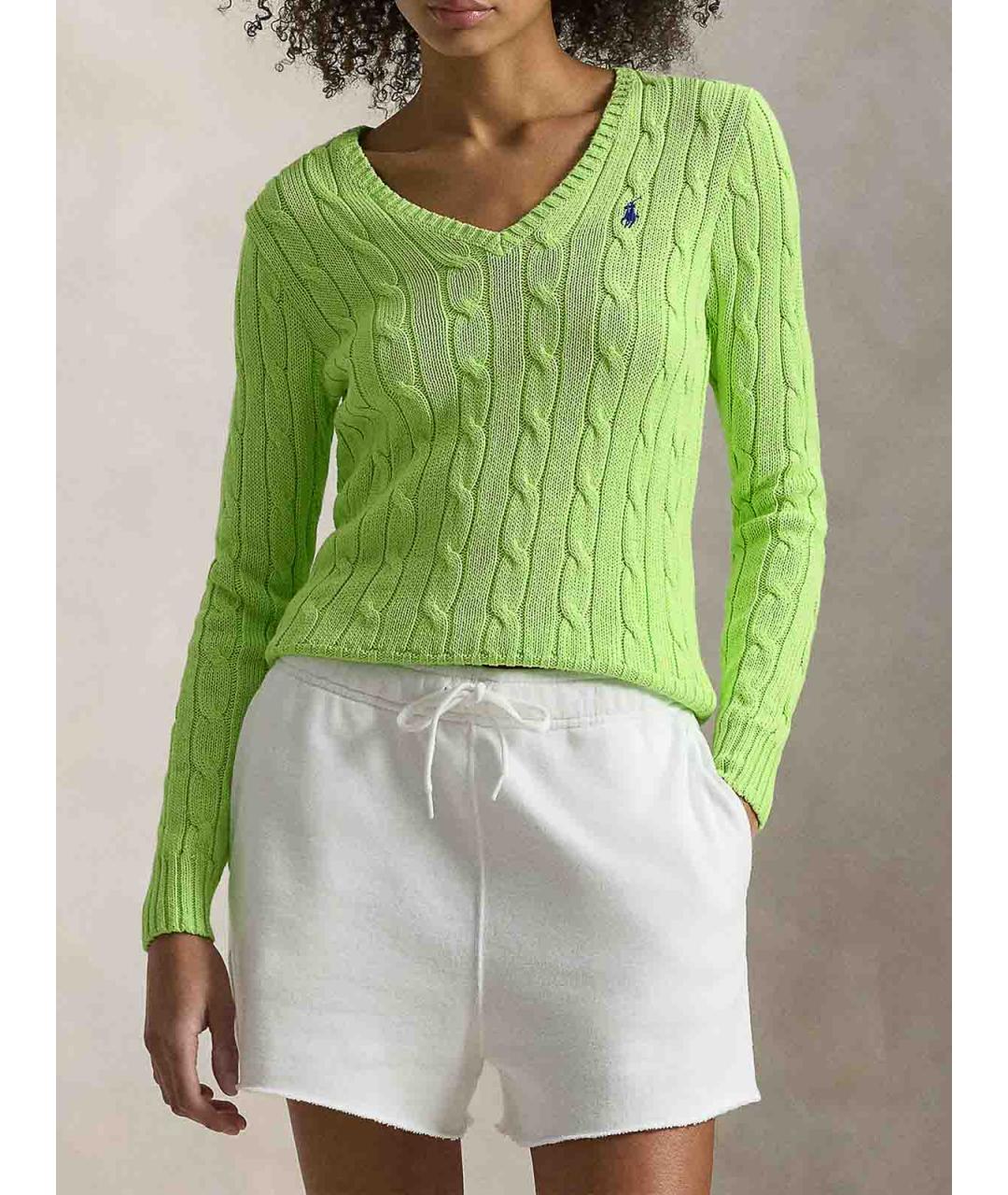 POLO RALPH LAUREN Зеленый хлопковый джемпер / свитер, фото 2
