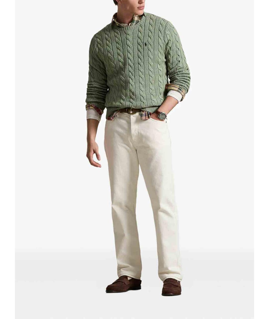 POLO RALPH LAUREN Зеленый хлопковый джемпер / свитер, фото 2