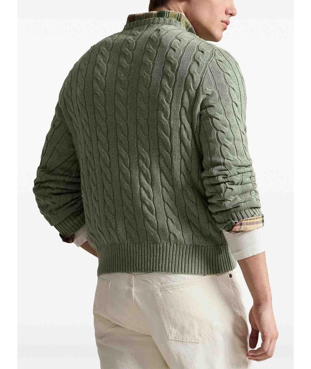 POLO RALPH LAUREN Зеленый хлопковый джемпер / свитер, фото 4