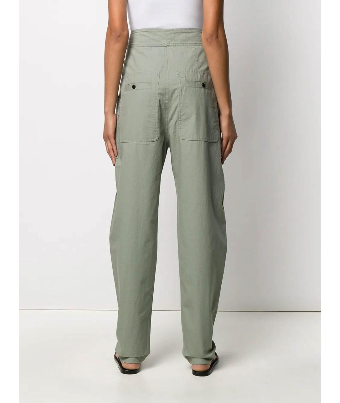 ISABEL MARANT Зеленые хлопковые прямые брюки, фото 4