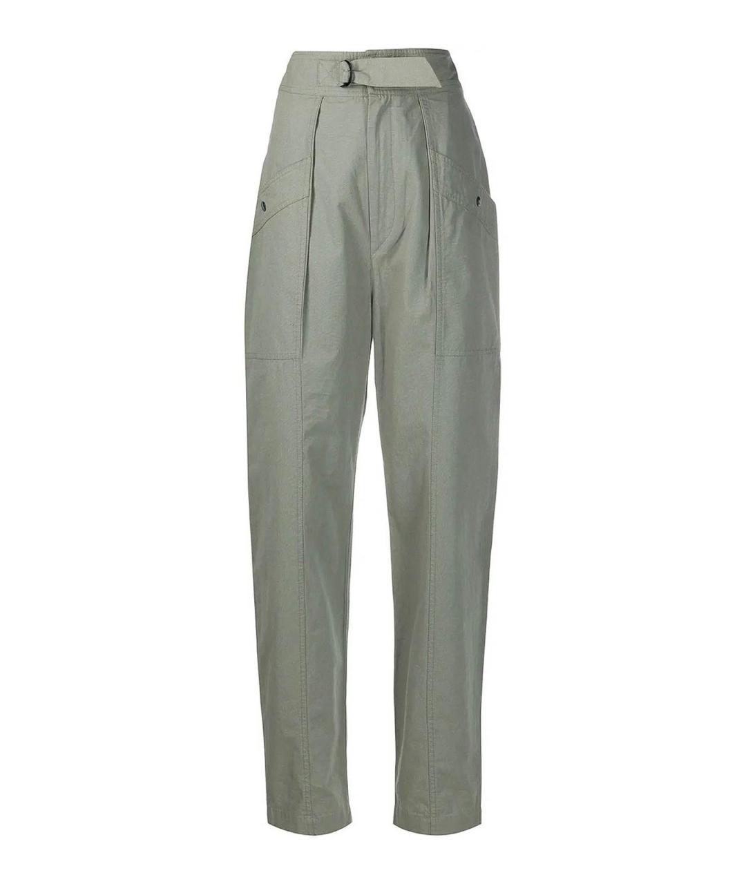 ISABEL MARANT Зеленые хлопковые прямые брюки, фото 1
