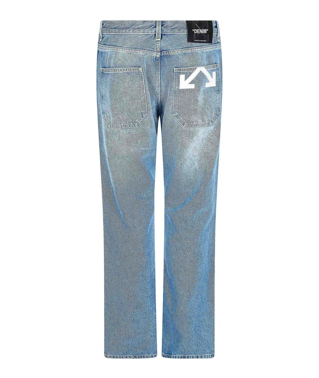 OFF-WHITE Голубые хлопковые прямые джинсы, фото 2