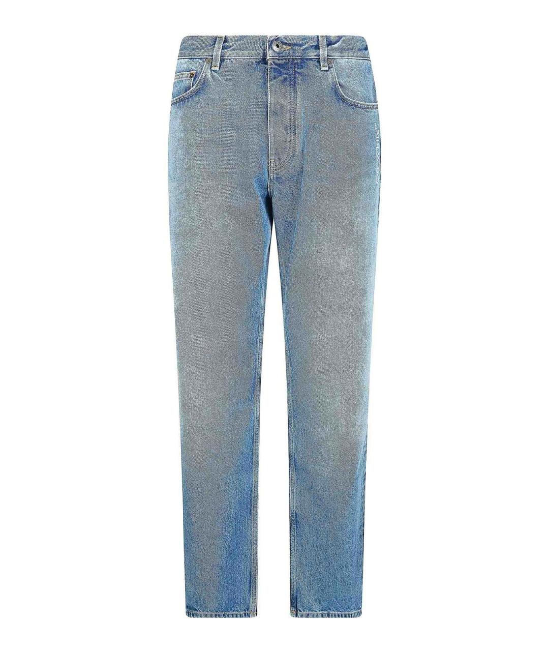 OFF-WHITE Голубые хлопковые прямые джинсы, фото 1