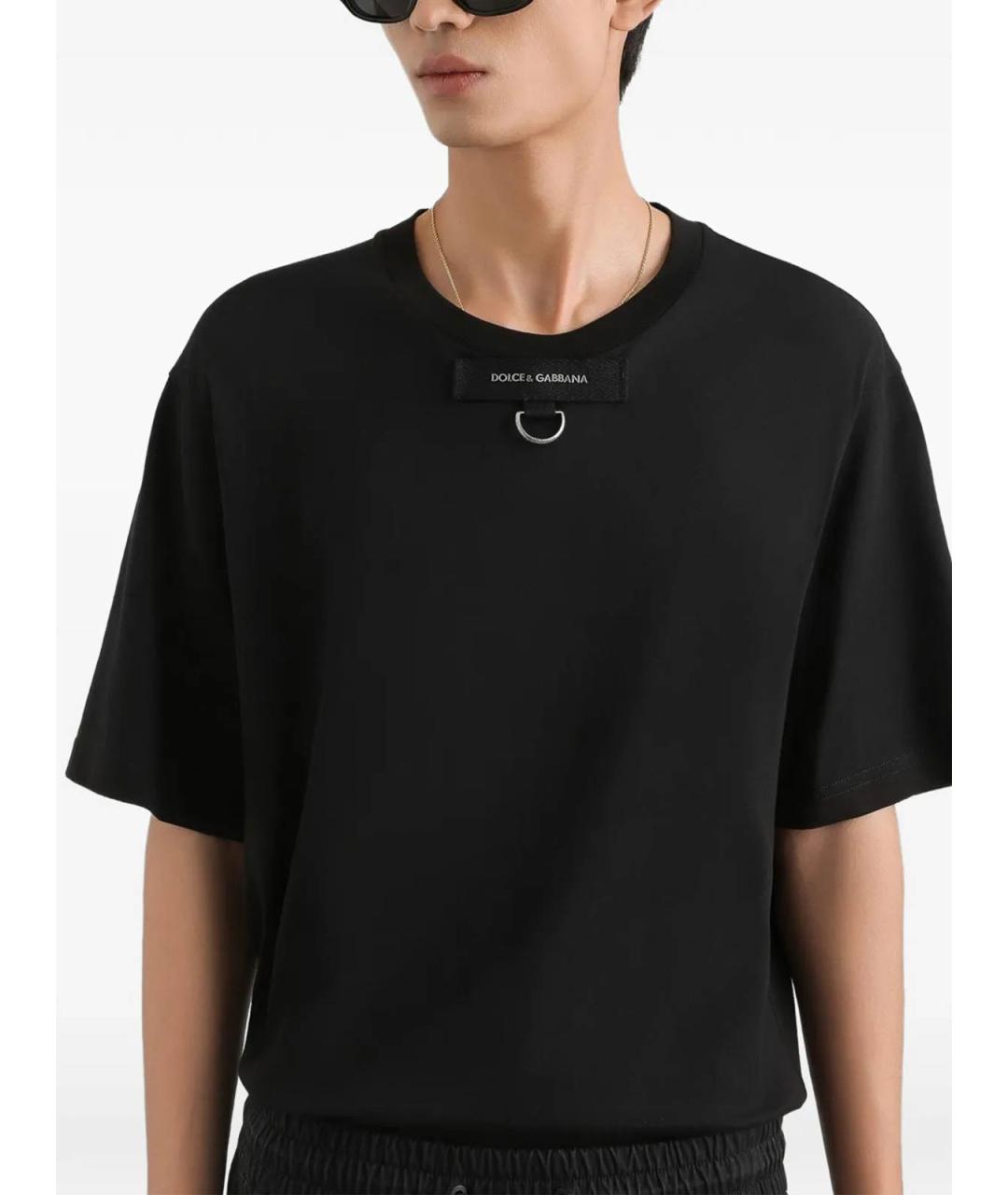DOLCE&GABBANA Черная хлопковая футболка, фото 4