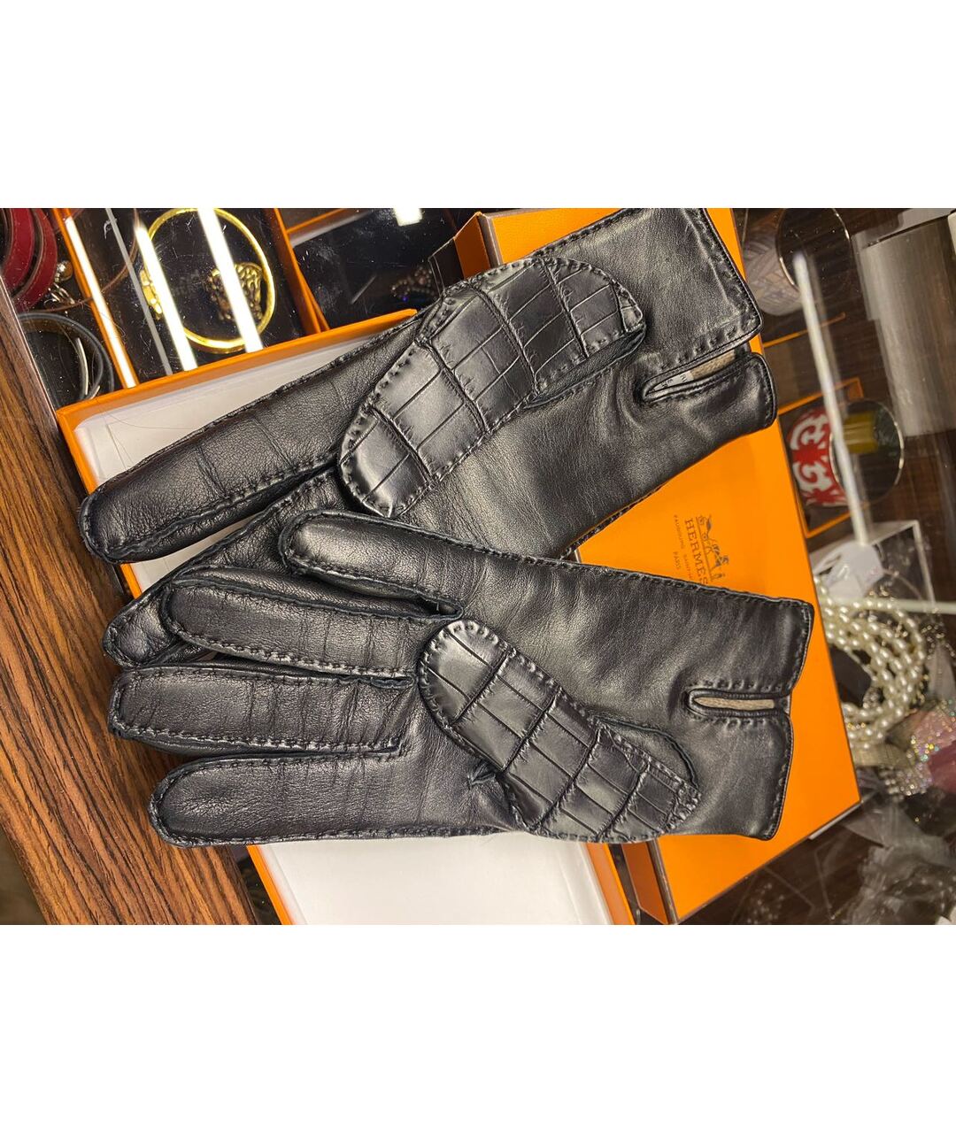 HERMES PRE-OWNED Черные перчатки, фото 2