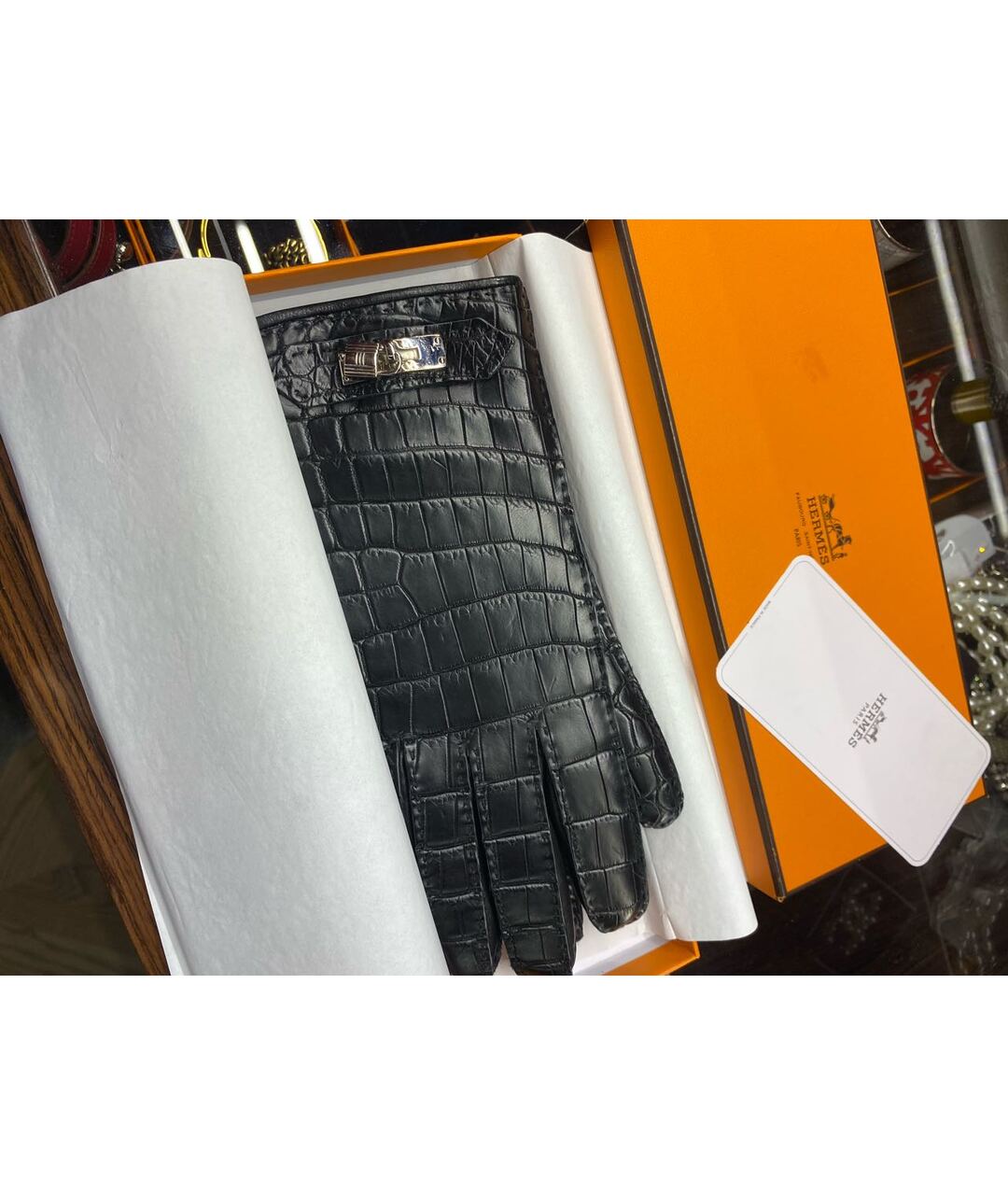 HERMES PRE-OWNED Черные перчатки, фото 4