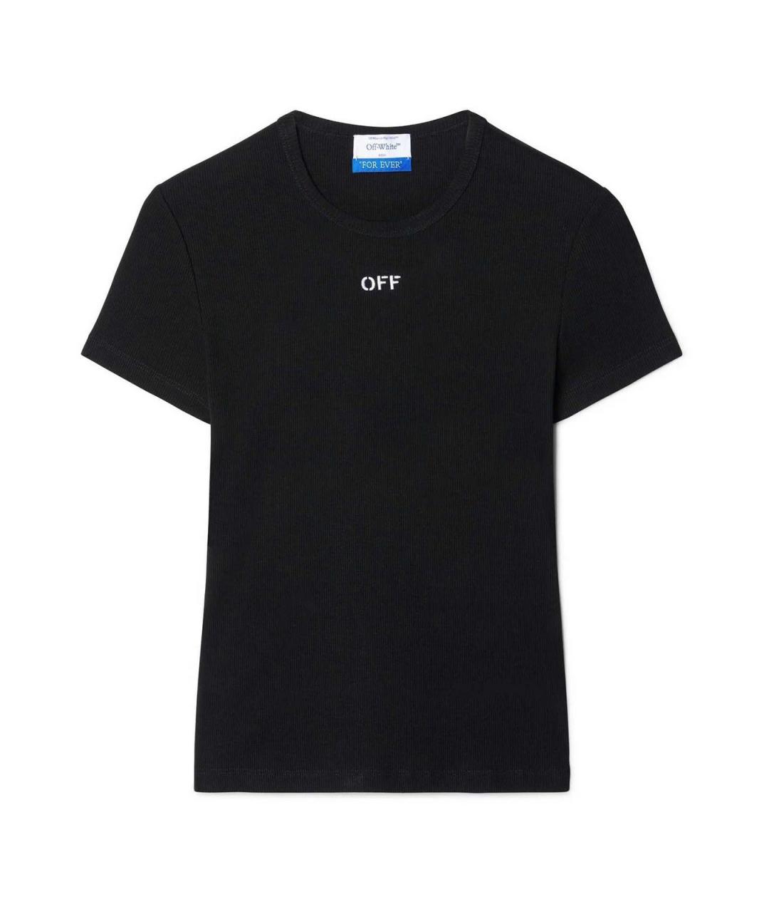 OFF-WHITE Черная хлопко-эластановая футболка, фото 1