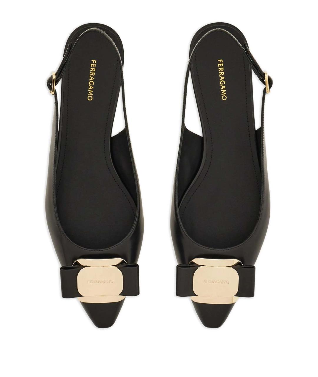 FERRAGAMO Черные кожаные балетки, фото 4