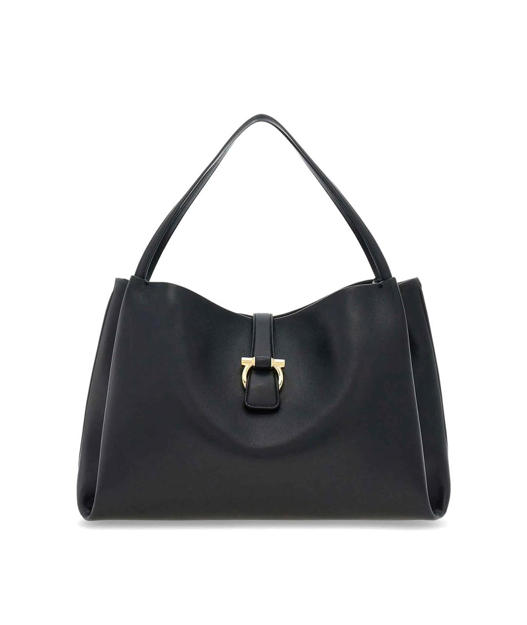 FERRAGAMO Черная кожаная сумка тоут, фото 1
