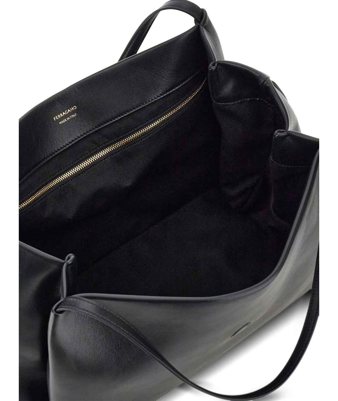 FERRAGAMO Черная кожаная сумка тоут, фото 6