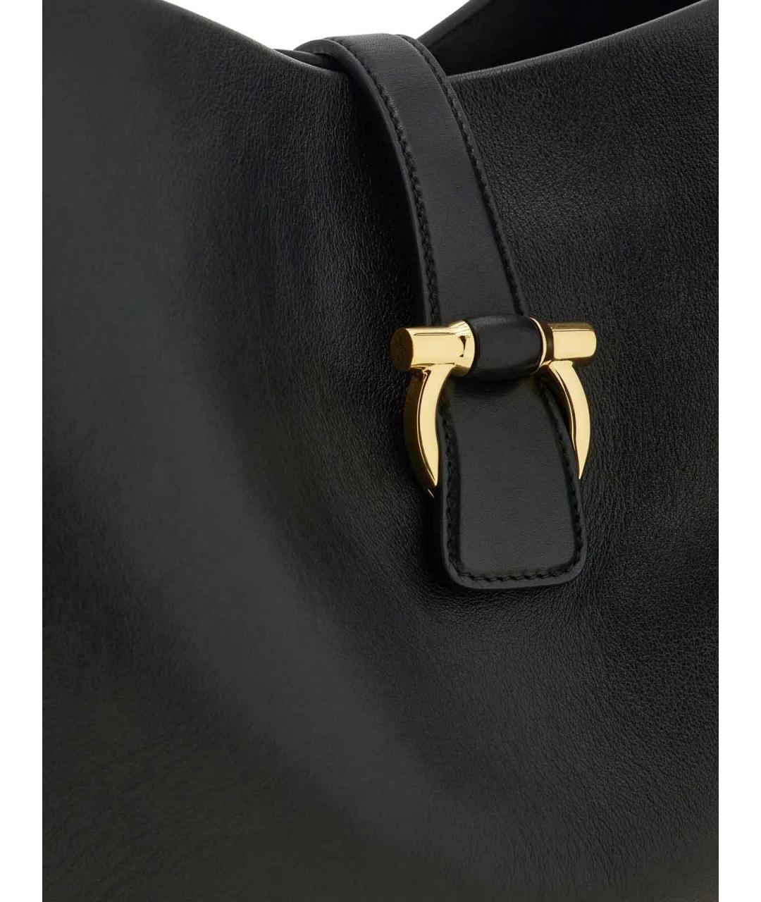 FERRAGAMO Черная кожаная сумка тоут, фото 5