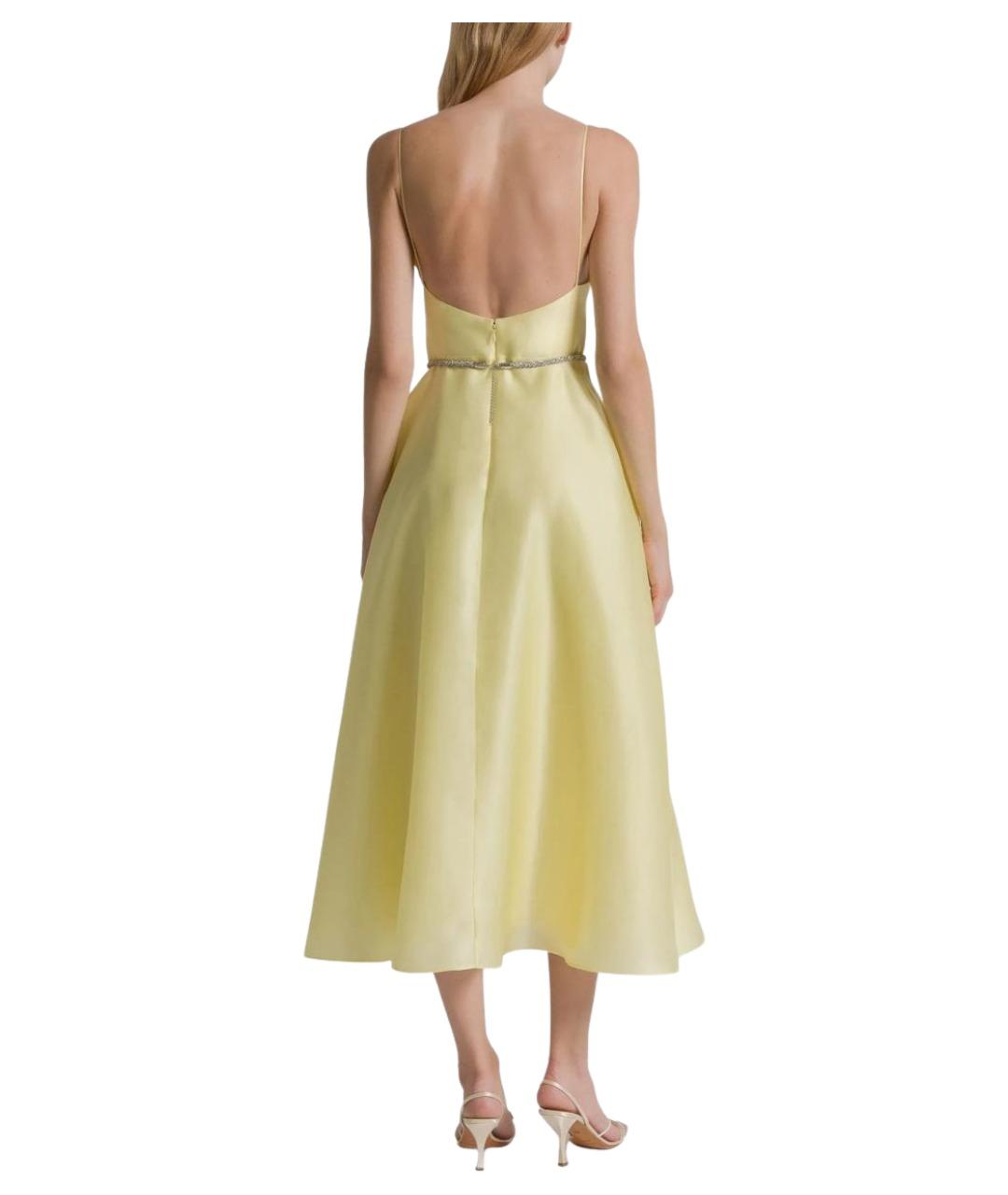 ALBERTA FERRETTI Желтое шелковое повседневное платье, фото 3