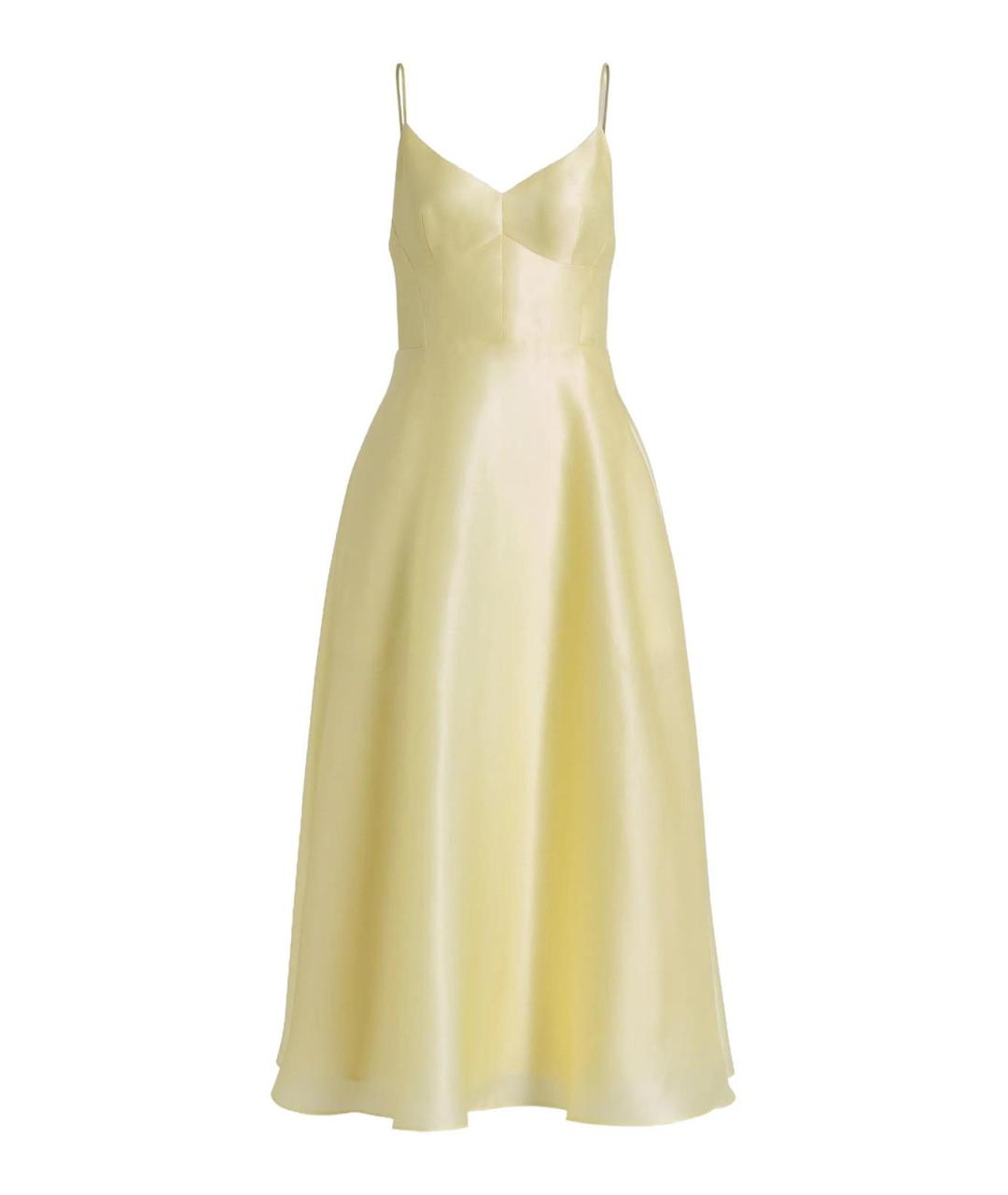 ALBERTA FERRETTI Желтое шелковое повседневное платье, фото 1