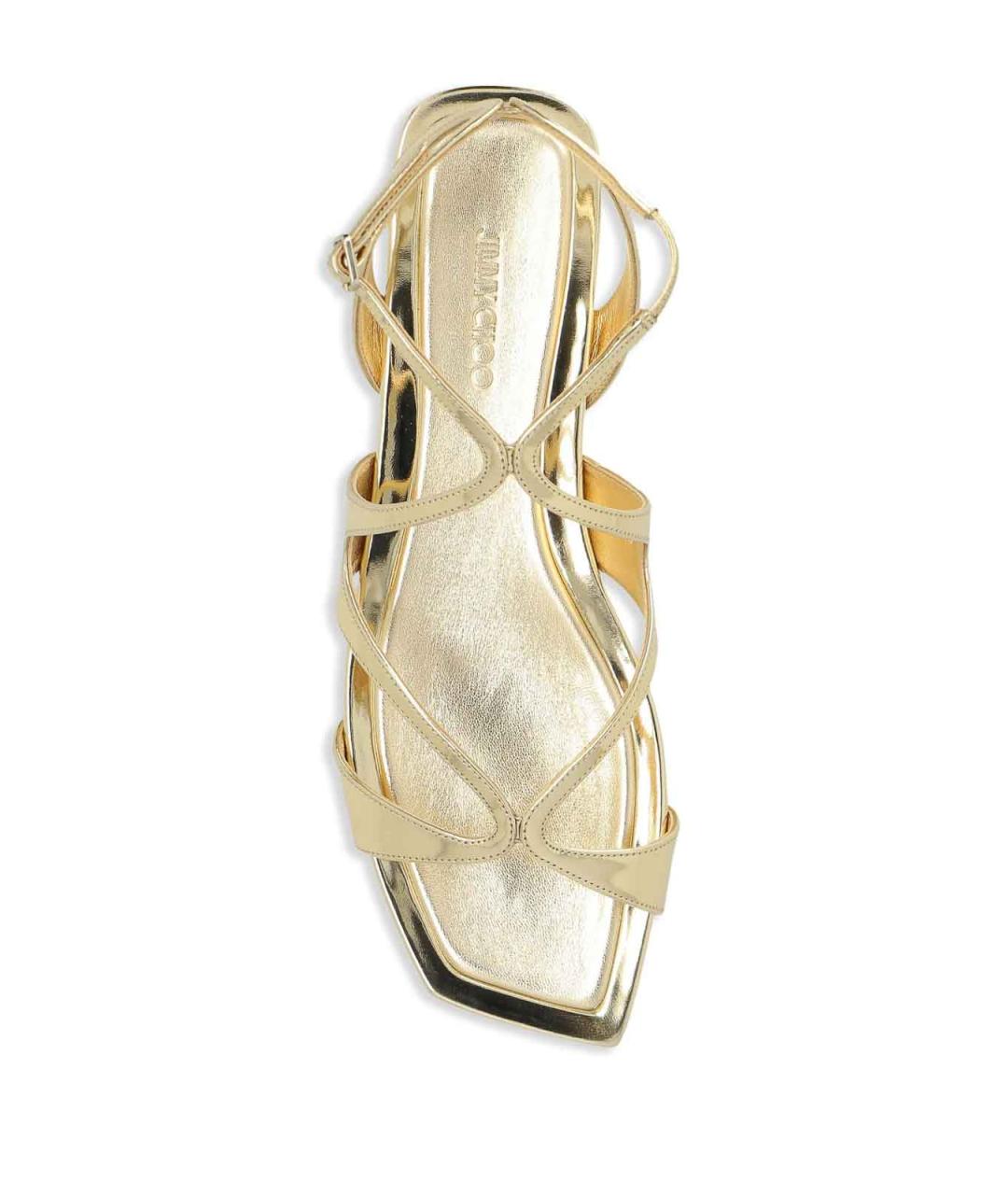 JIMMY CHOO Золотые кожаные босоножки, фото 4