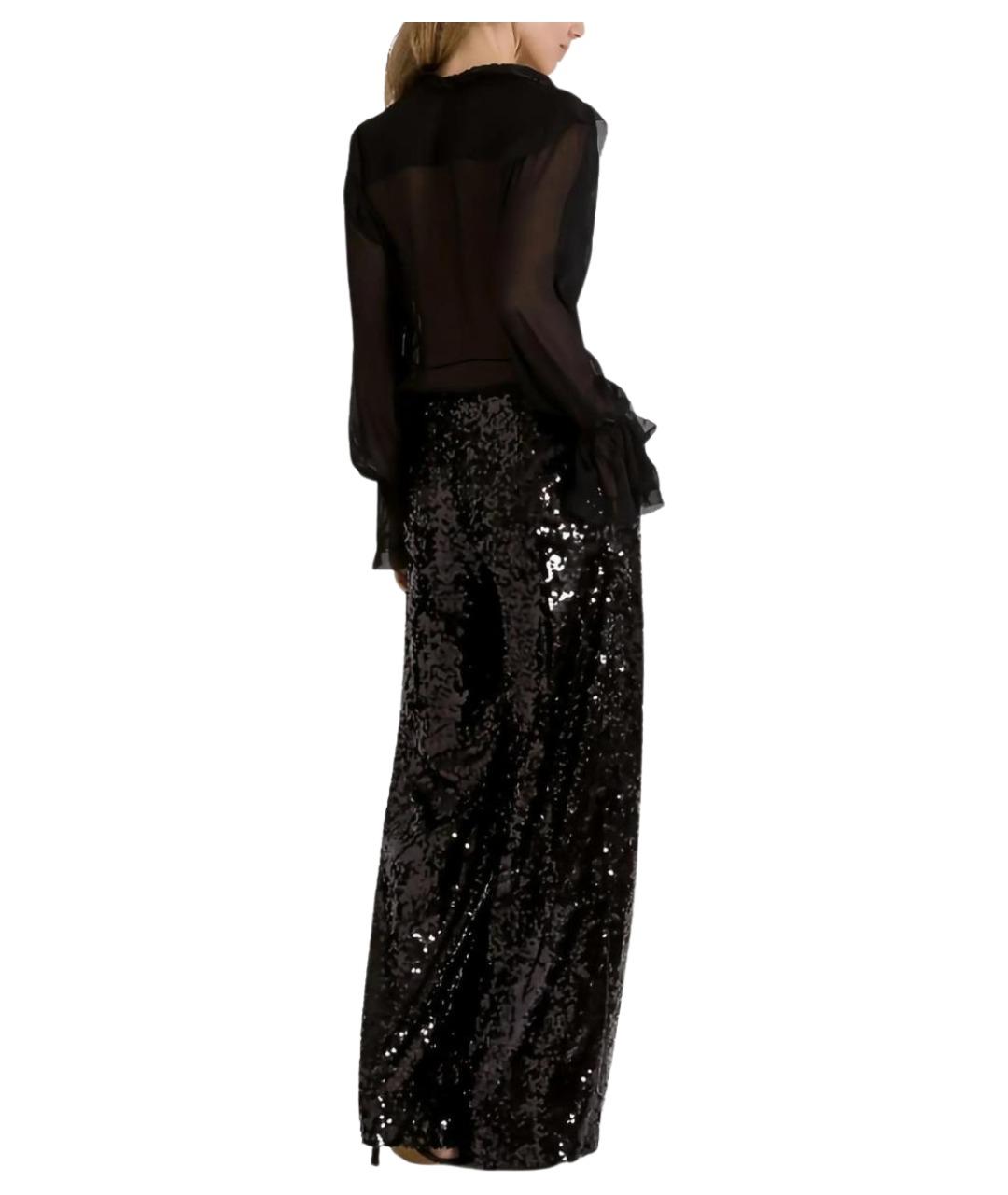 ALBERTA FERRETTI Черные полиэстеровые брюки широкие, фото 3