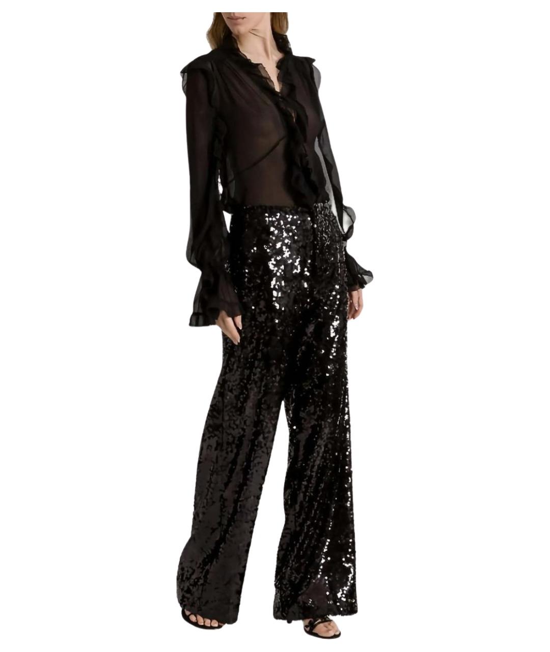 ALBERTA FERRETTI Черные полиэстеровые брюки широкие, фото 2