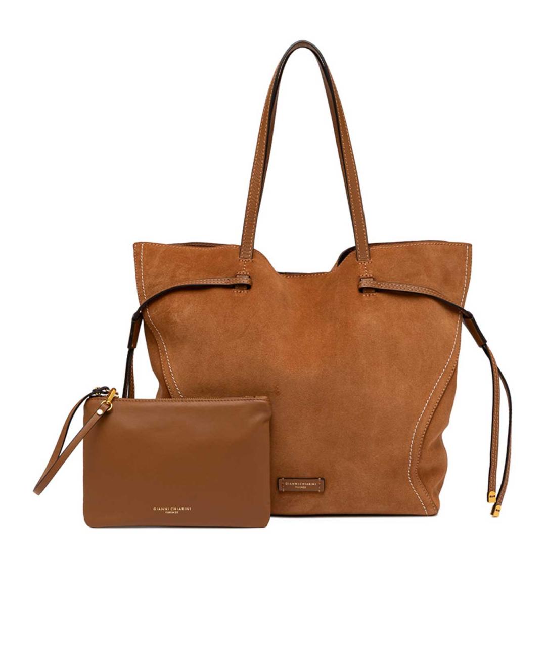 Gianni Chiarini Бежевая кожаная сумка через плечо, фото 5