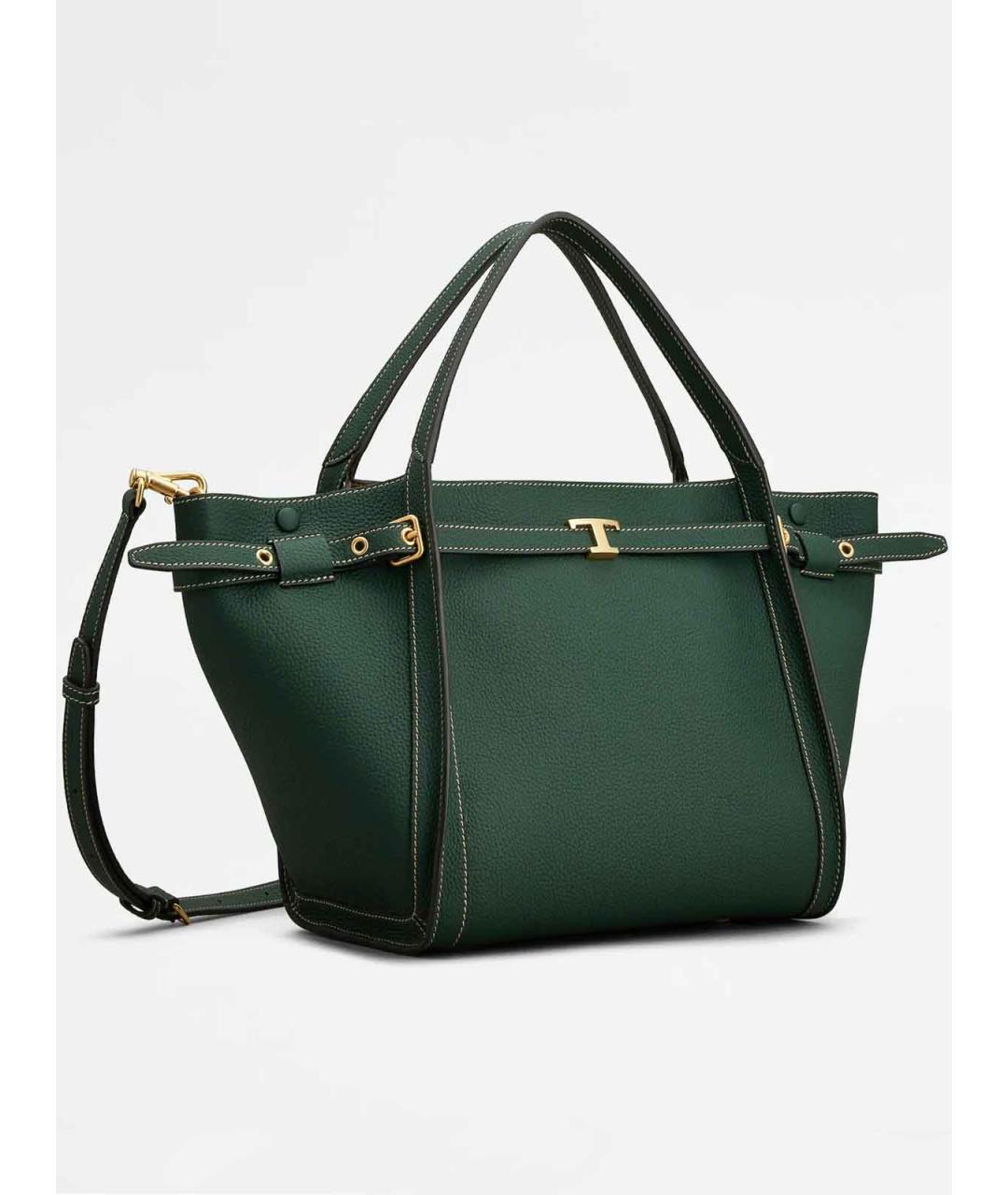 TOD'S Зеленая кожаная сумка тоут, фото 2