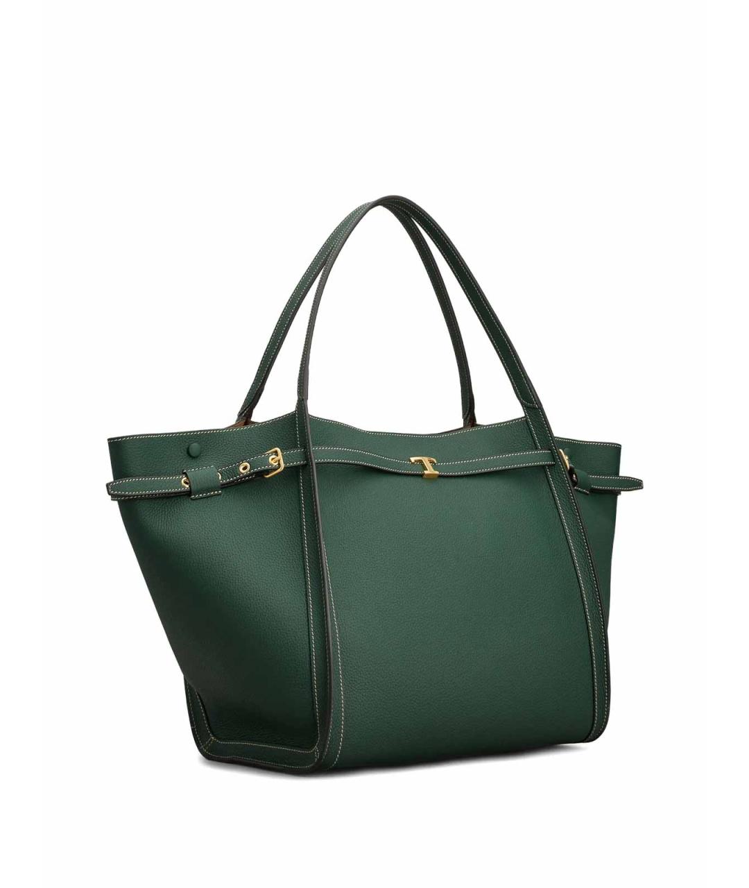 TOD'S Зеленая кожаная сумка тоут, фото 2