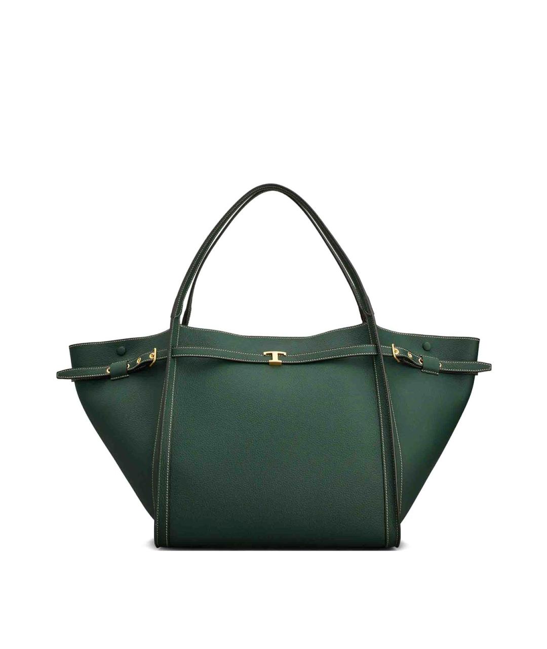 TOD'S Зеленая кожаная сумка тоут, фото 1