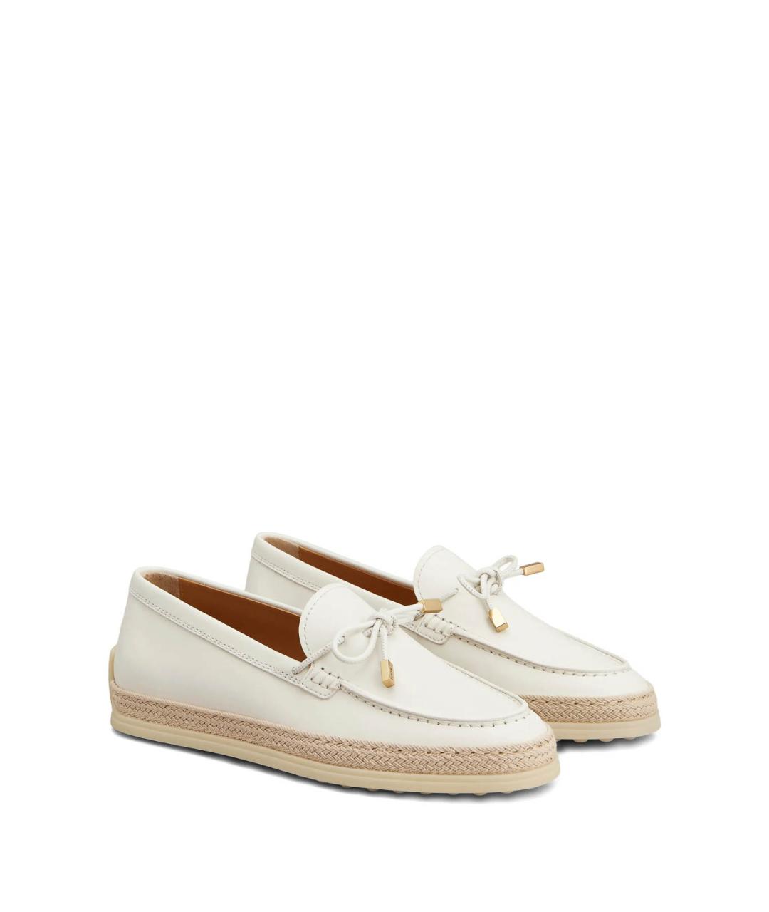 TOD'S Белые кожаные лоферы, фото 2
