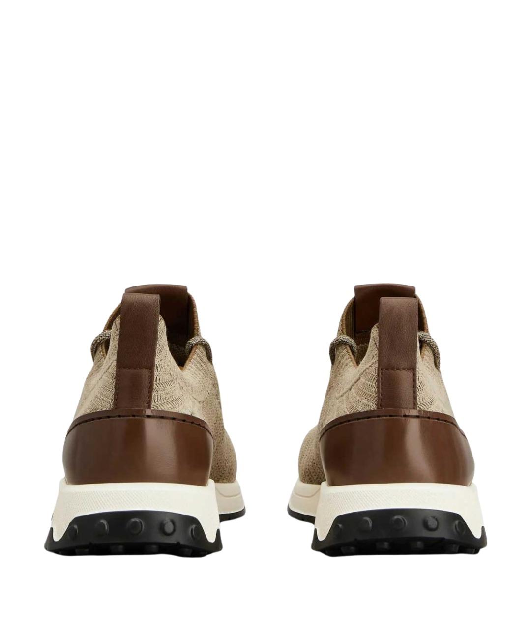 TOD'S Бежевые кожаные низкие кроссовки / кеды, фото 3