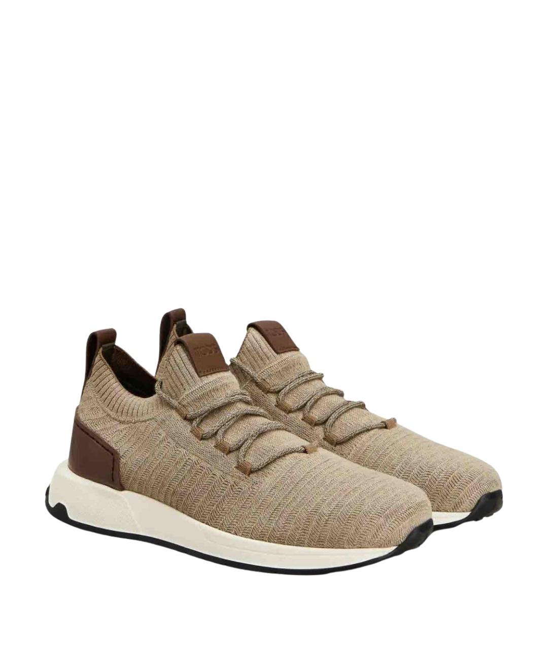 TOD'S Бежевые кожаные низкие кроссовки / кеды, фото 2