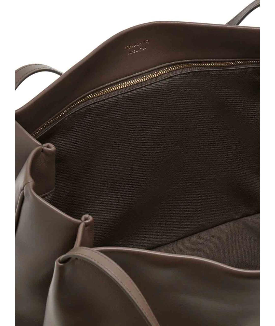 FERRAGAMO Коричневая кожаная сумка тоут, фото 5