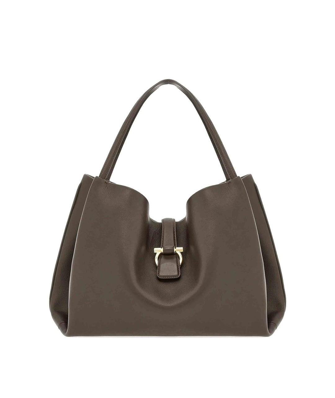 FERRAGAMO Коричневая кожаная сумка тоут, фото 1