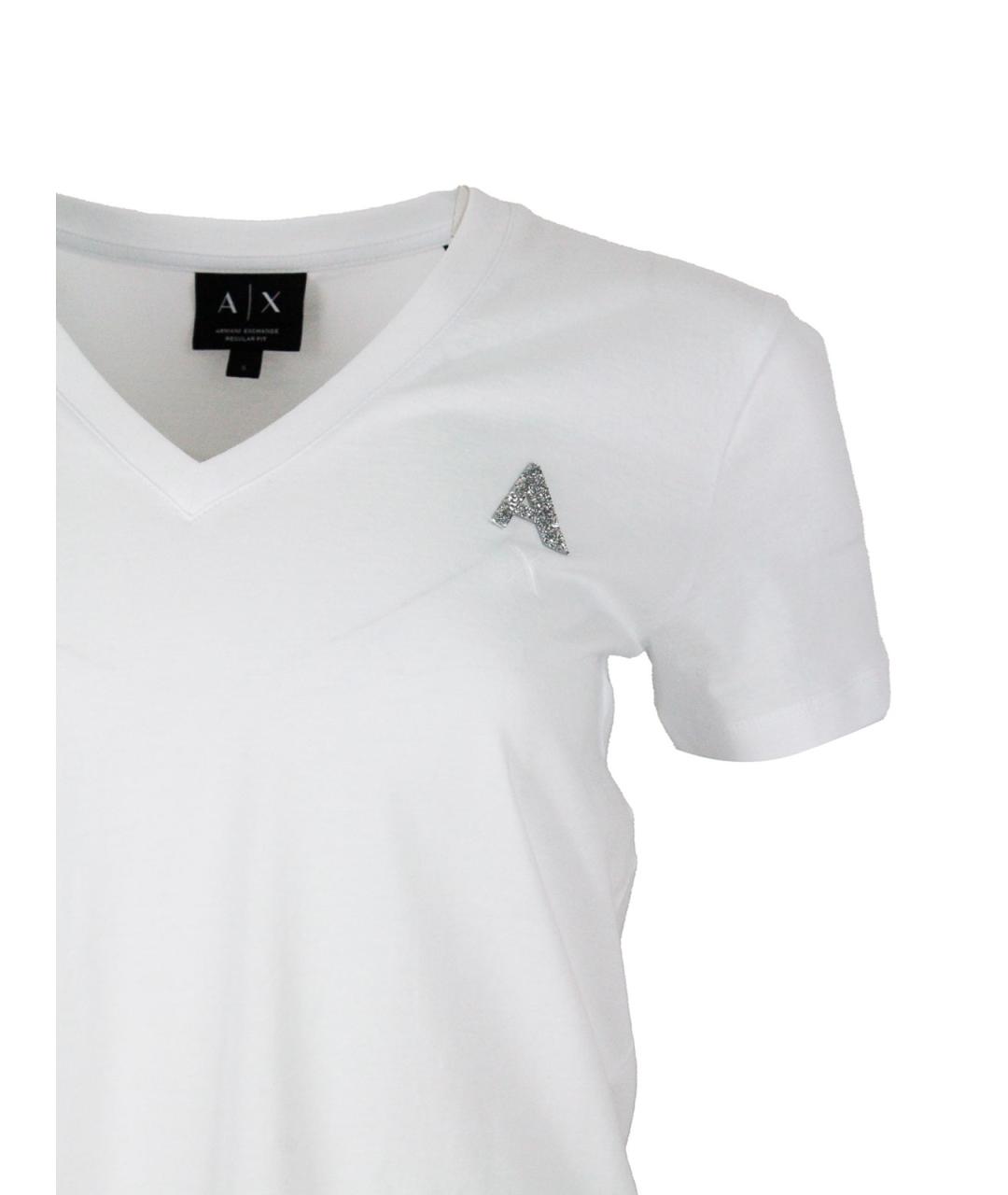 ARMANI EXCHANGE Белая хлопковая футболка, фото 4